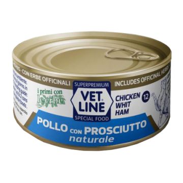Vet line per gatto pollo naturale+prosciutto 70 g