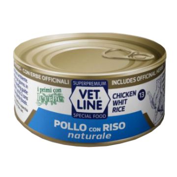 Vet line per gatto pollo naturale+riso 70 g