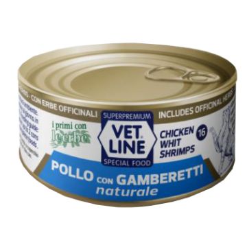 Vet line per gatto pollo naturale+gamberetti 70 g