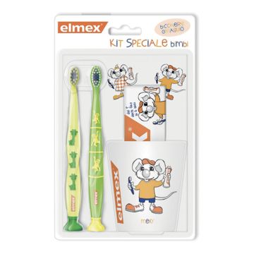 Special pack kids elmex 1 dentifricio elmex bimbi 50 ml + 2 spazzolini elmex bimbi 3-6 anni + 1 tazza omaggio