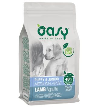 Oasy Cane Oap Puppy&Junior Medium&Large Agnello 12 Kg   New Pack