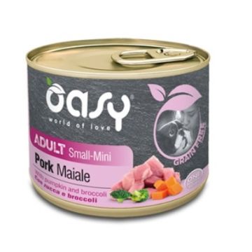 Oasy Cane Grain Free Adulto Small&Mini Tocchetti Di Maiale, Zucca & Broccoli 200 Gr