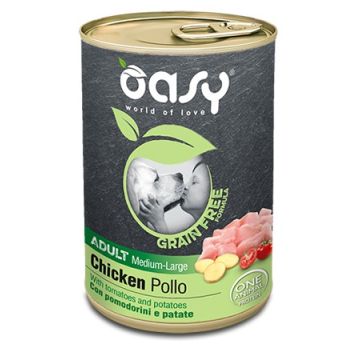 Oasy Cane Grain Free Adulto Medium&Large Tocchetti Di Pollo, Pomodorini & Patate 400 Gr