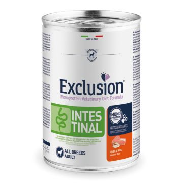 Exclusion Cane Diet Intestinal Adulto All Breeds Maiale & Riso Lattina 400 Gr