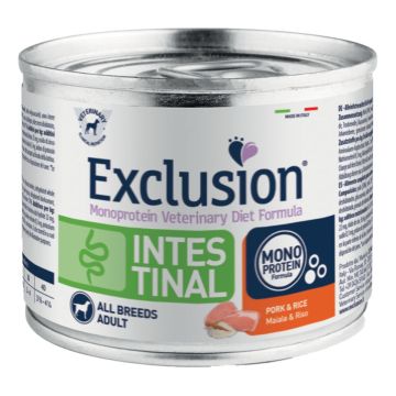 Exclusion Cane Diet Intestinal Adulto All Breeds Maiale & Riso Lattina 200 Gr