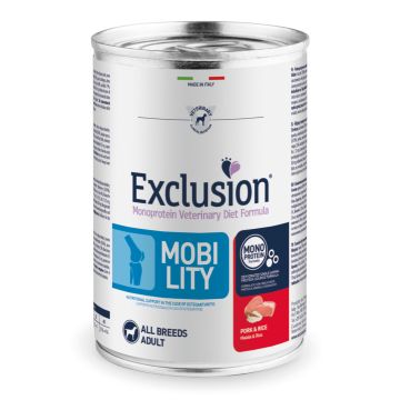 Exclusion Cane Diet Mobility Adulto All Breeds Maiale & Riso Lattina 400 Gr