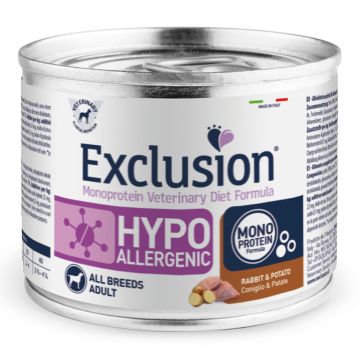 Exclusion Cane Diet Hypoallergenic Adulto All Breeds Coniglio & Patate Lattina 200 Gr