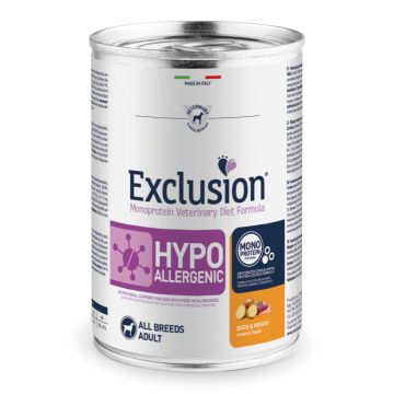 Exclusion Cane Diet Hypoallergenic Adulto All Breeds Anatra & Patate Lattina 400 Gr