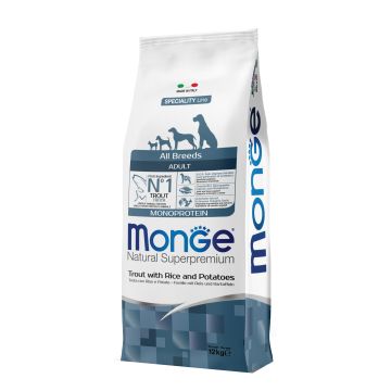 Monge Cane Natural Superpremium Adulto All Breeds Trota, Riso & Patate 12 Kg