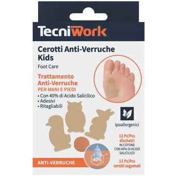 Cerotto anti verruche bimbi 12 pezzi + 12 fixing animiali terra colore beige