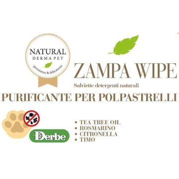 Natural derma pet salviette zampawipe 15 pezzi