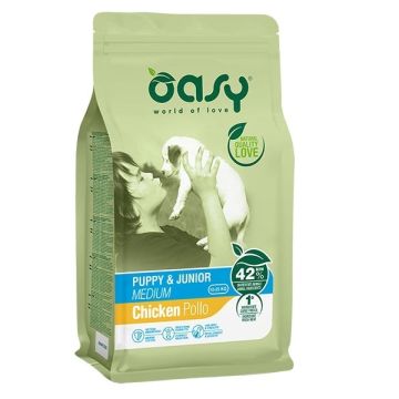 Oasy Cane Lifestage Puppy&Junior Medium Pollo 12 Kg   New Pack