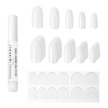 BIFFOLI - Unghie Finte Colore Naturale - Set Ricostruzione Da 24 Unghie + Colla