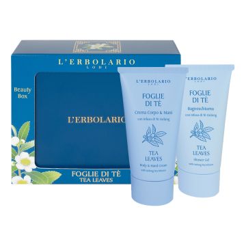 Foglie di te' beauty box latta 1 bagnoschiuma 75 ml + 1 crema corpo & mani 75 ml edizone limitata