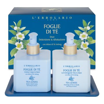 Foglie di te' duo detergente viso & mani 250 ml + crema corpo & mani 250 ml + vassoio edizione limitata