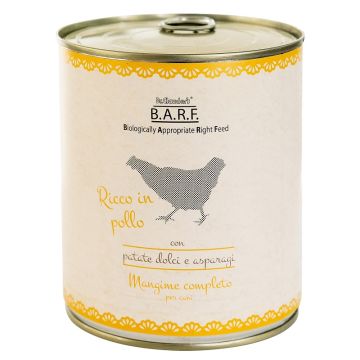 Barf cane trito di pollo con patate dolci e asparagi 800 g