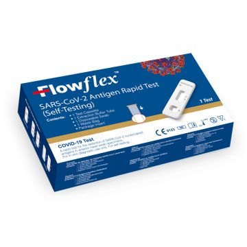 Test antigenico rapido covid-19 flowflex autodiagnostico determinazione qualitativa antigeni sars-cov-2 in tamponi nasali mediante immunocromatografia provetta tappo blu