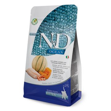 N&d ocean cat merluzzo gamberi zucca melone cantalupo kitten g 300