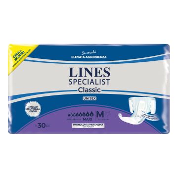 Pannolone a mutandina lines specialist classic maxi misura media 30 pezzi