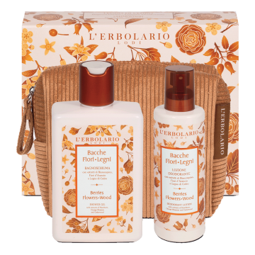 Bacche fiori legni beauty pochette legno di cedro bagnoschiuma 250 ml + deodorante 100 ml edizione limitata