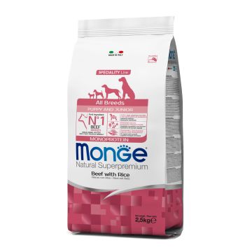 Monge Cane Natural Superpremium Puppy&Junior All Breeds Manzo & Riso 2,5 Kg