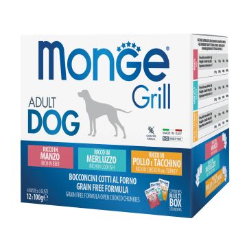 Monge grill multibox adult manzo-merluzzo-pollo 12x100 g