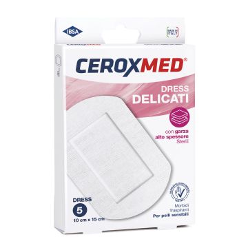Dress Delicati Ceroxmed Con Garza Alto Spessore Per Pelli Sensibili 10 X15 Cm 5 Pezzi
