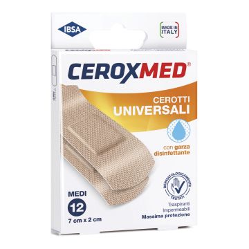 Cerotti Universali Ceroxmed Con Garza Disinfettante Medi 7 X2 Cm 12 Pezzi