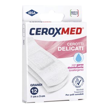 Cerotti Delicati Ceroxmed Con Garza Disinfettante Per Pelli Sensibili 7 X3 Cm 12 Pezzi