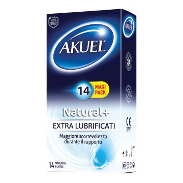 Profilattico akuel natural+ extralubrificato 14 pezzi