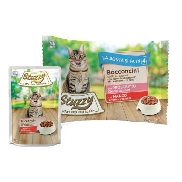 Stuzzy Gatto Bocconcini Multipack Adulto Prosciutto & Manzo Cf. (4X85) Gr