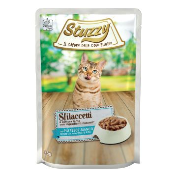 Stuzzy Gatto Sfilaccetti Busta Adulto Pesce Bianco 85 Gr