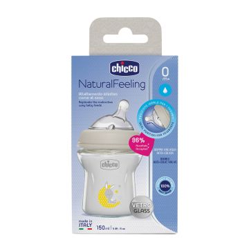 Chicco biberon nat feel vetro 0m+ 150 ml