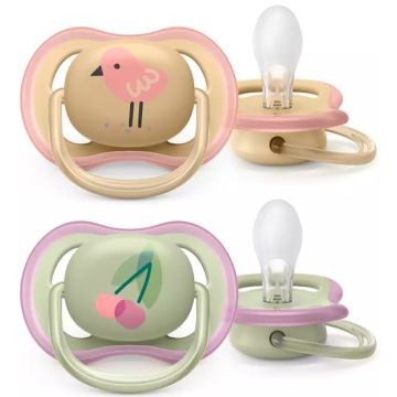 Avent succhietto ultra air 0-6m femmina ciliegia/uccellino 2 pezzi