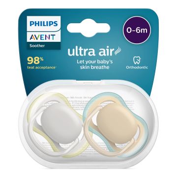 Avent succhietto ultra air 6-18m no deco neutro 2 pezzi