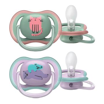 Avent succhietto ultra air 6-18m femmina gatto/orsetti 2 pezzi