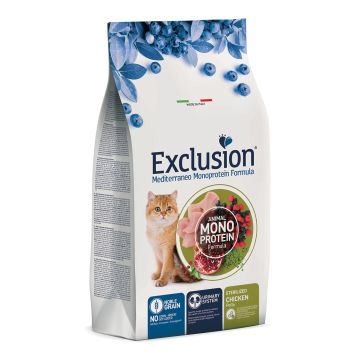 Exclusion Gatto Mediterraneo Adulto Sterilizzato Pollo 300 Gr