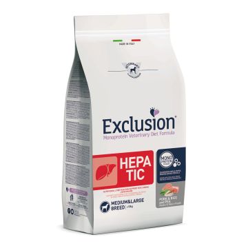 Exclusion Cane Diet Hepatic Adulto Medium&Large Maiale, Riso & Piselli 2 Kg