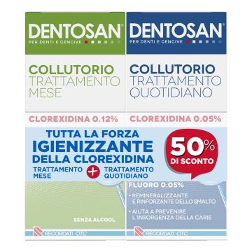 Dentosan collutorio bipack 0,12% mese 200 ml + 0,05% quotidiano 200 ml