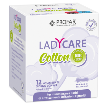 Ladycare assorbenti cotton ipoallergenici giorno con ali 12 pezzi profar
