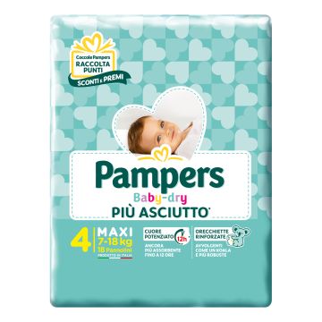 Pampers baby dry pannolini downcount maxi 18 pezzi