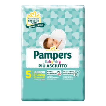 Pampers baby dry pannolini downcount junior 16 pezzi