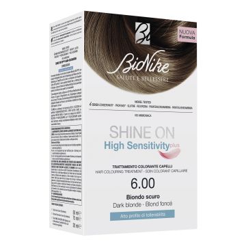 Shine on high sensitivity plus biondo scuro 6,00 rivelatore in crema 75 ml + crema colorante 50 ml
