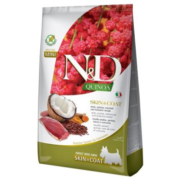 Farmina Cane N&D Quinoa Skin&Coat Adulto Mini Anatra, Quinoa, Cocco & Curcuma 800 Gr