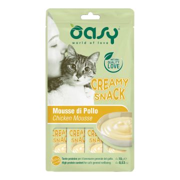 Oasy Gatto Snack Creamy Mousse Di Pollo Cf. (4X15) Gr