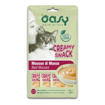 Oasy Gatto Snack Creamy Mousse Di Manzo Cf. (4X15) Gr