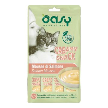 Oasy Gatto Snack Creamy Mousse Di Salmone Cf. (4X15) Gr