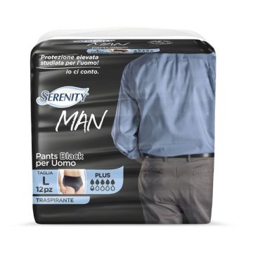 Pannolino serenity man pants black taglia media 12 pezzi