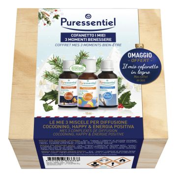 Puressentiel cofanetto benessere miscele 1 miscela cocooning diffusione 10 ml + 1 miscela energia positiva diffusione 10 ml + 1 miscela happy diffusione 10 ml