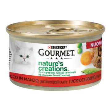 Gourmet nature's creations ricco in manzo guarnito piselli carote 85 g